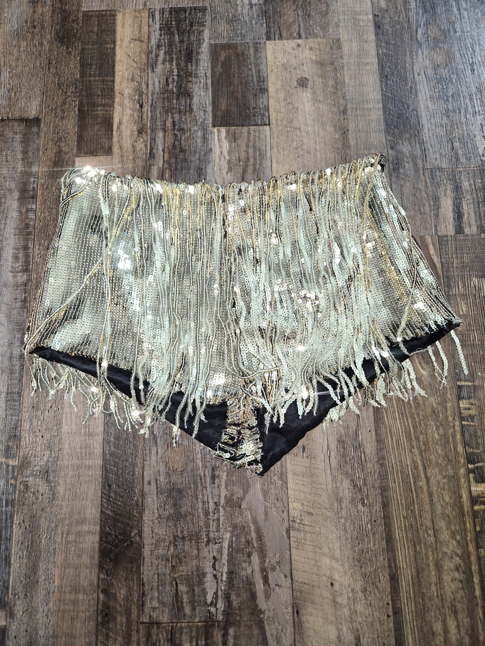 Nasty Gal Black Shorts with Gold Sequin Fringe